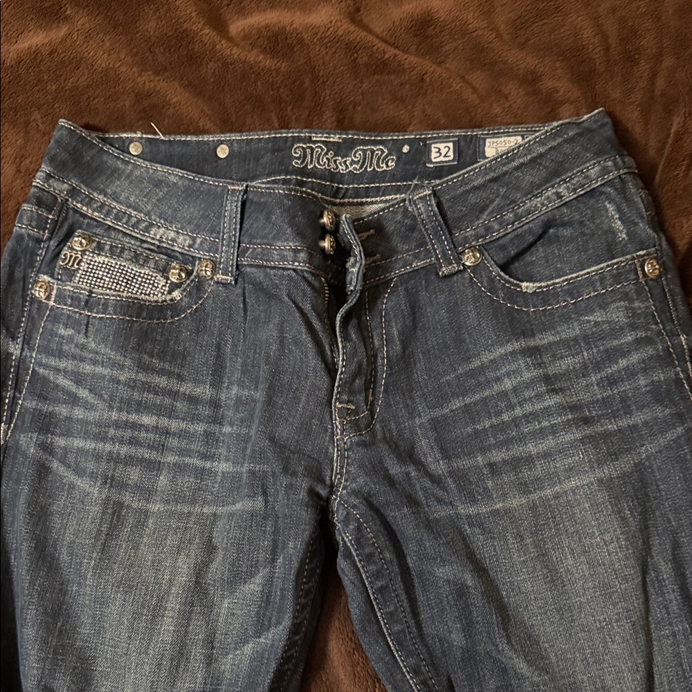 Miss Me 32 Dark Blue Embellished Jeans